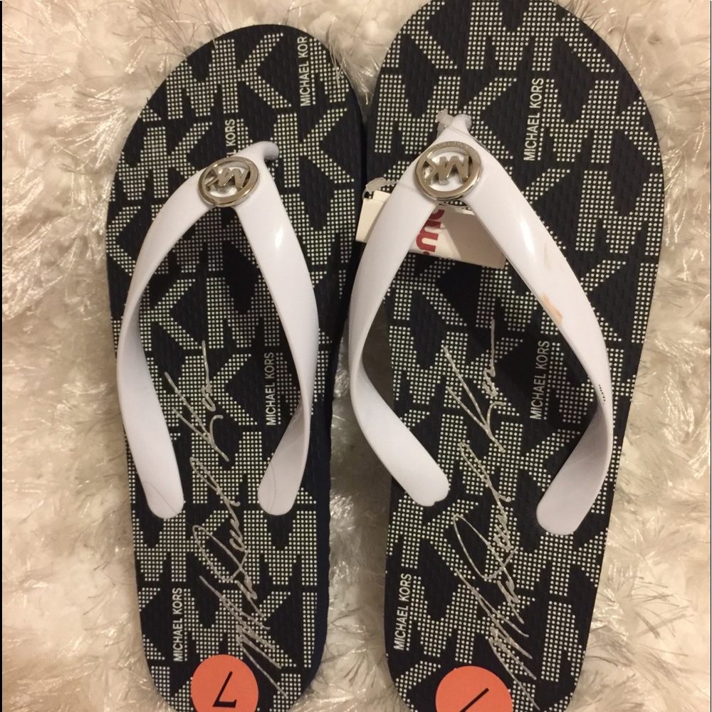 Michael Kors New  MK Flip Flop PVC/Jet Set